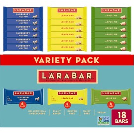 LARABAR Fruit & Nut Bars Variety Pack 18 Count (1.6 oz Each), Blueberry Muffin Lemon Apple Pie, Vegan Gluten Free Dairy Free Plant Based, Granola Snack Bars Breakfast Snacks For Adults