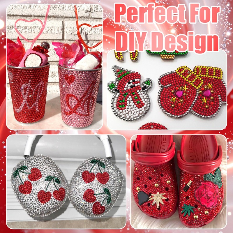 Red Resin Rhinestones Flatback Gems Bedazzler Kit for DIY