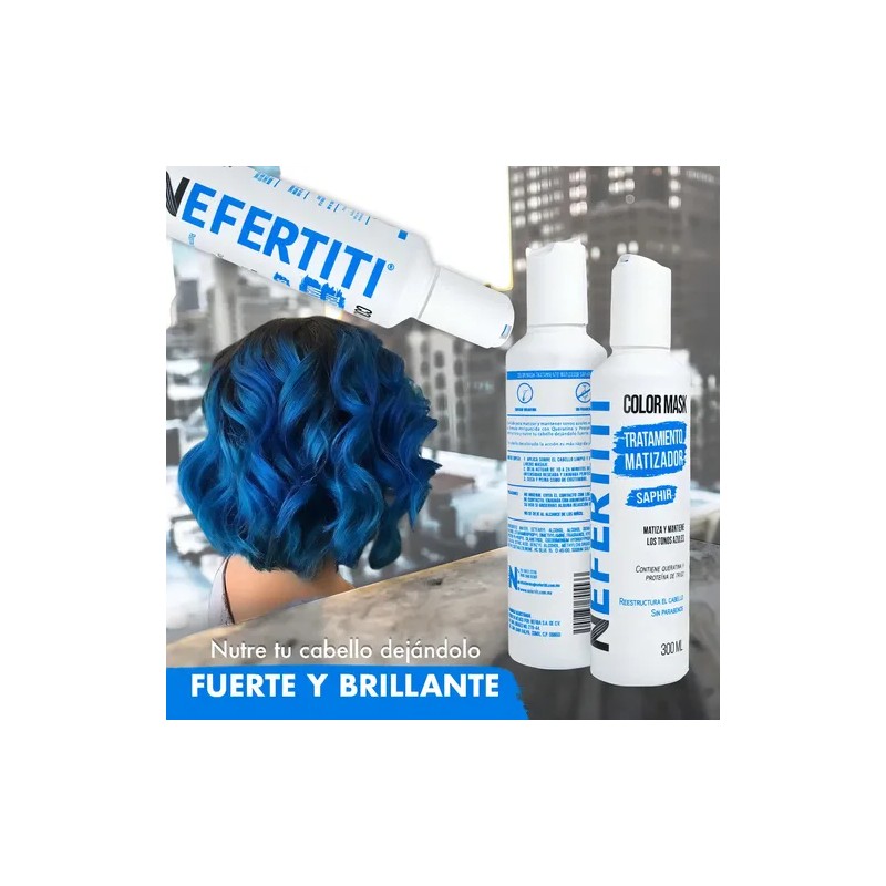 Shampoo Matizador Para Cabello Azul Con Keratina Nefertiti