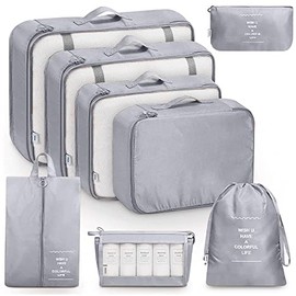 DAHAN 8PCS Organizadores Viaje para Maletas, Bolsas Equipaje Impermeable Cubo Embalaje Viaje Bolso Almacenamiento a Ropa, Zapato, Cosmético y Accesori