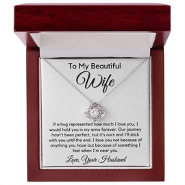 Wife Love Knot Necklace - Wife Birthday Gift Ideas Womens Jewelry Gifts For Wife Romantic To My Beautiful Soulmate Necklace Mothers Day Gifts My Lovely Wife Valentine's Day Gifts Christmas Gift UTH1 Mahogany Style Luxury Box (w/LED)