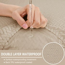 hyha Waterproof Couch Cushion Covers, Wear Resistant Couch Cover, Anti Slip Sofa Slipcovers Washable, Soft Thick Jacquard Furniture Protector for Pets Dog (3 Packs, Camel)