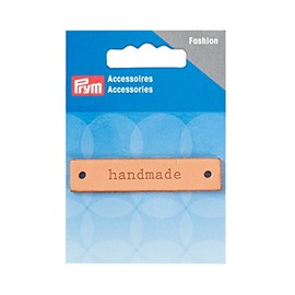 Prym Handmade Label Leather Natural Rectangular, 9.3 x 6.7 x 0.5 cm