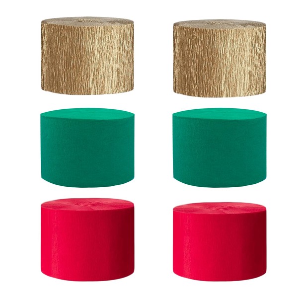 BORFUE 6pcs Christmas Crepe Paper Streamers Rainbow Party Streamers Green
