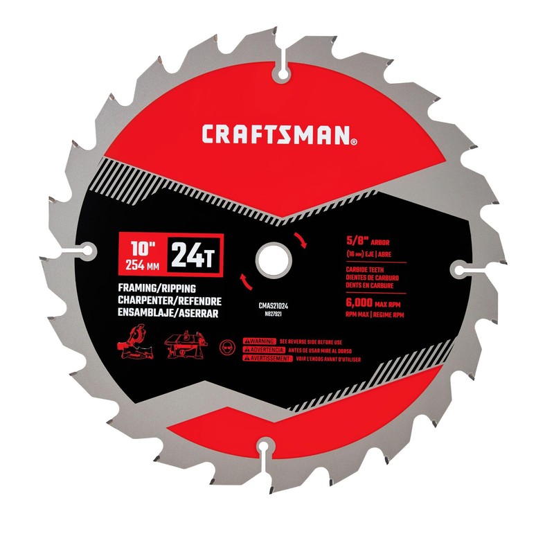 CRAFTSMAN 10 Inch 24T Framing/Ripping Carbide Miter/Table Saw Blade (CMAS21024)