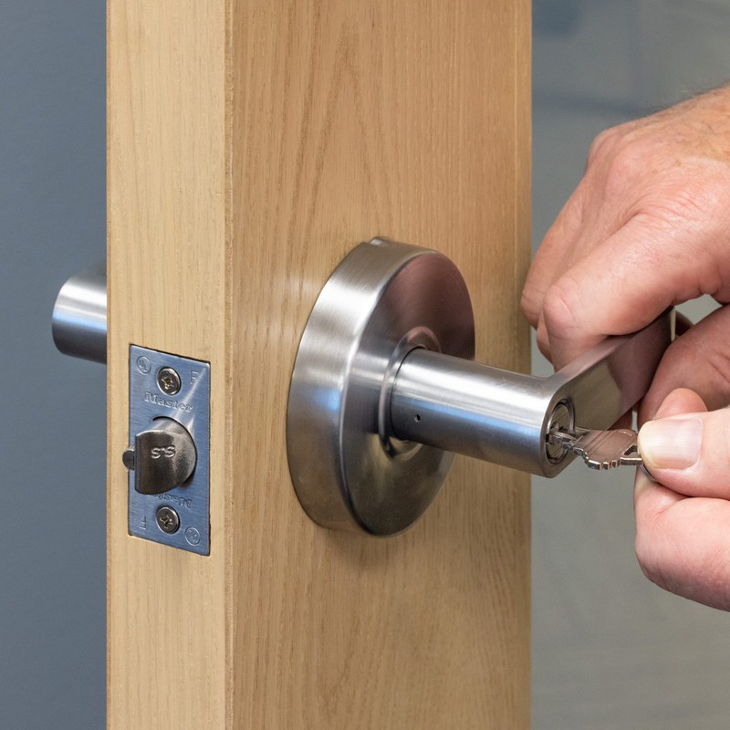 Master Lock Keyed Entry Door Lock, Brushed Chrome Finish Commercial