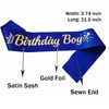 LXYXUUN Birthday Boy Sash Royal Blue, Gold Foil Birthday Sash