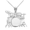 Claddagh Gold Sterling Silver Music Drum Set Pendant Necklace, 20"