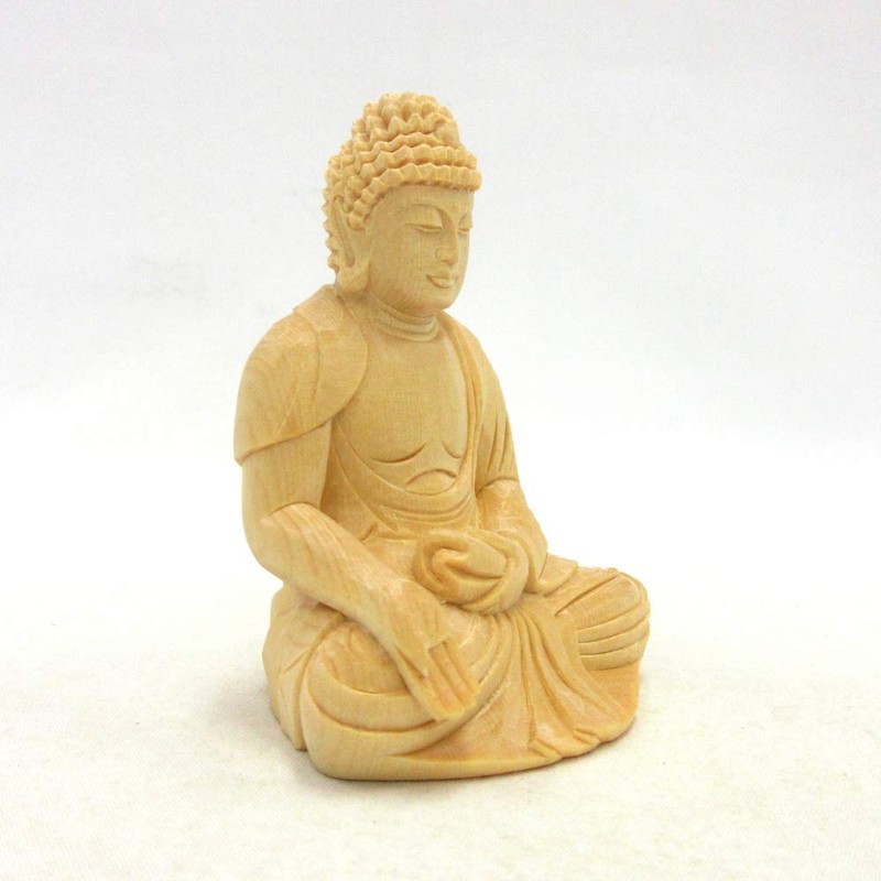 木彫 Buddha 宝生 如来 座像 2.0 Dimension 桧木 Body Only