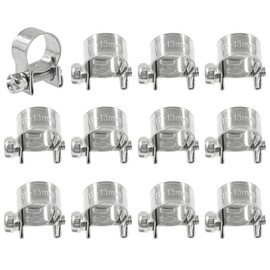Swpeet 12Pcs 11mm-13mm 304 Stainless Steel Mini Fuel Injection Line Style Hose Clamp Assortment Kit Perfect for Automotive, Agriculture, Plant & Construction
