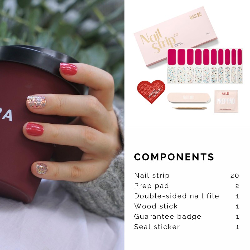 NAILOG Gel Nail Seal Curing Type (20 Pieces), Long Lasting,