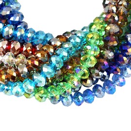 PandaHall 10-Stränge Elektroplatte Glasperlen AB Farbe überzogene Glasperlen aus facettierter Rondelle 8mm Kristallperlen Stränge für Handwerk DIY Freundschaft Armbänder Perlen Schmuck Herstellung