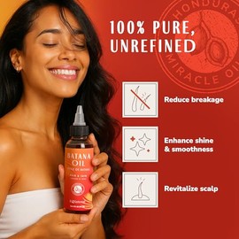 Aceite de batana crudo orgánico para el crecimiento del cabello, para mujeres y hombres, batana natural puro de Honduras, 4 onzas, saludable, más grueso, más fuerte, hidratante para el cabello para