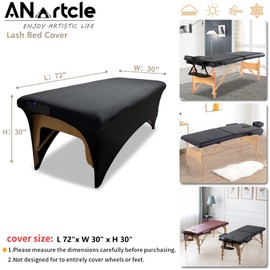 ANartcle Lash Bed Cover,Excellent Protective Cover for 6 ft Lash Table or Massage Bed,Lash Bed Sheets,Spa Bed Cover(72" x 30" x 30 ",Black)