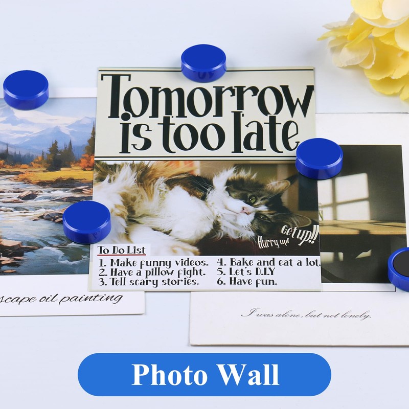 DUJEQM Fridge Magnets 30PCS Blue, Strong Magnet Mini Round Decorative