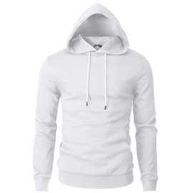 H2H Mens Casual Pullover Long Sleeve Hoodies with Kanga Pocket WHITE US S/Asia M (CMOHOL050)