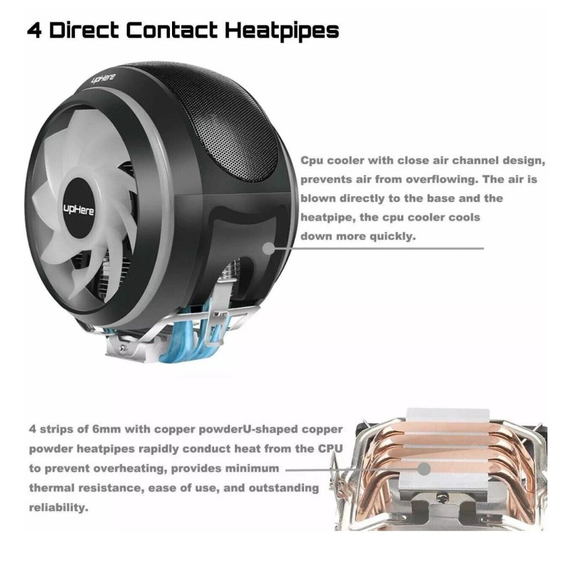 upHere CCF150ARGB High Performance CPU Air Cooler w FREE RGB
