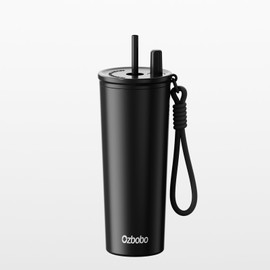 Ozbobo 24oz Stainless Steel Tumbler With Lid And Straw Insulated Water Bottle With Straw Gifts For Men Women Tumbler Used For Travel Daily School Sports(Black)