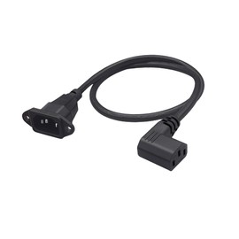 JSADZKJ 90 Degree C13 to C14 Panel Mount Power Cable Left Angle C13 Female to C14 Male Power Supply Extension Cord C14 to C13 Power Plug Converter Adapter for Monitors Computers 0.6m