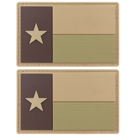 JBCD Texas Flag Patch Tactical PVC Rubber Hook and Loop Fastener Patch, 2 Pack