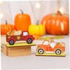 CAXUSD 2pcs Wooden Truck Gnome Pumpkin Sign for Autumn Home