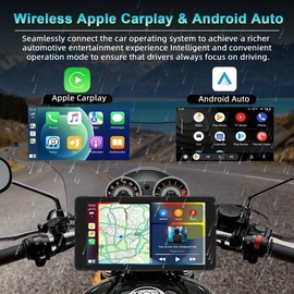 Podofo Motorcycle Car Radio with Wireless Apple Carplay Android Car, 5.5 Inch Portable Car Radio with IPS Screen, Bluetooth, SWC, FM Transmission