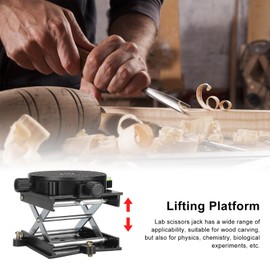 TOPINCN Lab Jack Scissor Stand Aluminum Alloy Lab Stand Table 360° Rotation Lifting for Woodworking Carving Experiment Expandable Scissor Stand 6.5cm