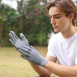 OhSunny Men Cycling Gloves Touchscreen Full Finger Sun UV Protection UPF 50+ Summer Gloves for Driving Fishing SMM5M085T (Dark Grey)