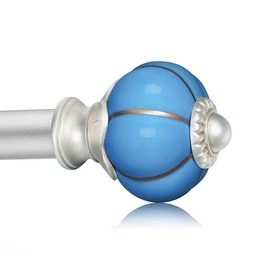 Ceramic Curtain Rods for Windows 48 to 84 Inch,1 Inch Adjustable Telescoping Drapery Rod Heavy Duty Window Treatment Single Curtain Rod Set for Bedroom,Silver Blue