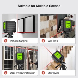 Cross Line Laser, Huepar B011G Red Light Laser Leveller, Self-Levelling Line Laser with Red Light, Laser Vertical and Horizontal Line, Laser Tool for Picture Hanging and DIY Application