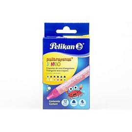 Pelikan 50601220 - Pelicrayones jumbo triangulares, caja con 12 crayones de cera para colorear.