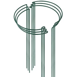 HiGift 6 Pack 24 Inch Plant Stakes, 10" Wide x 24" High Half Round Metal Peony Cages and Support, Green Garden Plant Stake Plant Support Ring Border for Peony Tomato,Hydrangea,Flower Indoor Outdoor