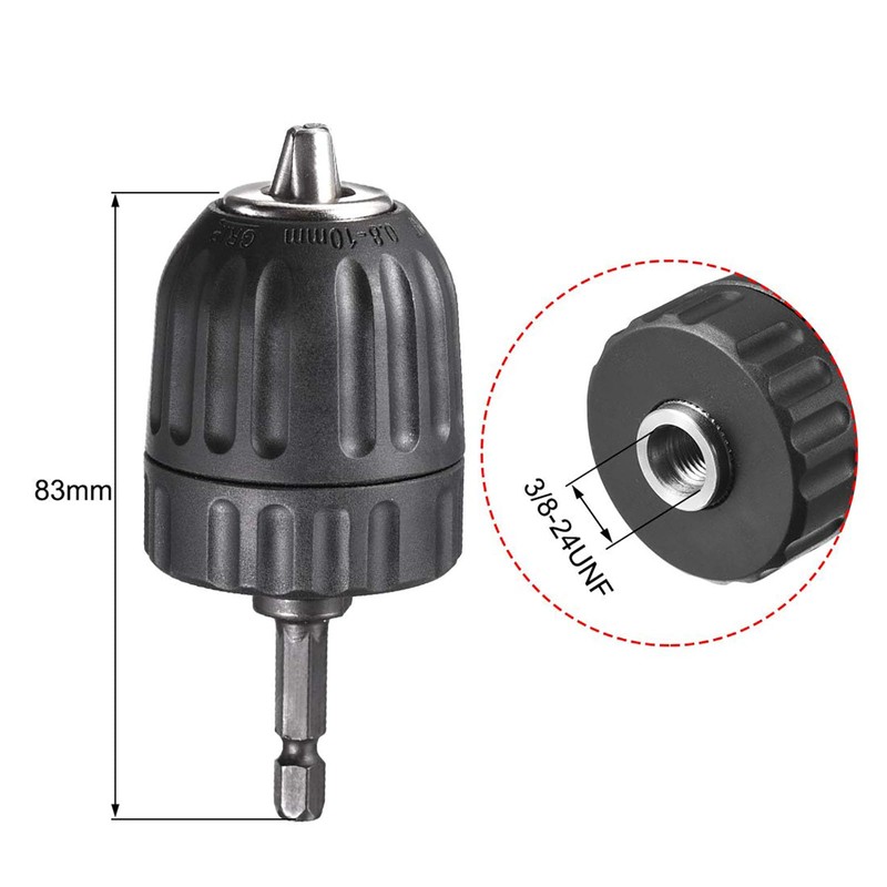 Recogwood 0.8-10mm Keyless Drill Chuck Adapter, 1/4 Inch Hex Shank