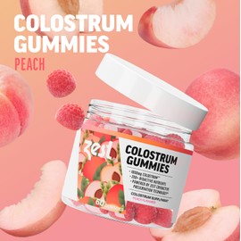 Zest Colostrum Supplement Gummy Chews for Adults - Ethically Sourced High IgG for Hair Health, Gut, Immunity, Bloating, Skin & Nails - Keto & Gluten Free - Peach Flavor (60 Gummies, 1,000mg Colostrum)