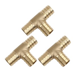 sourcing map sourcing map Brass T-Piece Hose Nozzle Connection Adapter for Air Water Gas Oil Pipe 19 mm Pack of 3