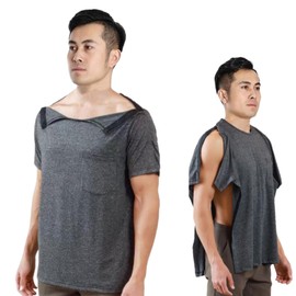 DEEYOTA Bedridden Elderly Care Clothing,Snap Button Patient Clothing,Men's and Women's Full-Open T-Shirt