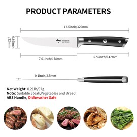 MAD SHARK Steak Knives, Steak Knives Set of 4, 12.6inch High Carbon Stainless Steel Knives, Serrated Sknife Dishwasher Safe kitchen Knife Set