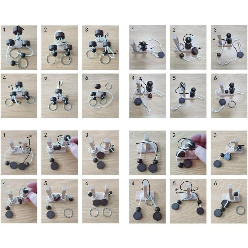 Brain teaser puzzle wooden threading rope loop puzzle luban lock