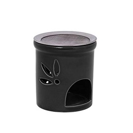 Bitto Duo Incense Burner for Loose or Liquid Incense, in Black with Ceramic Dish and Stainless-Steel Sieve, Height 11 cm, Diam. 9 cm