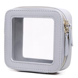 Pinkmik - Pequeña bolsa de maquillaje transparente para cosméticos y neceser de aseo con cierre, organizador de cartera para mujer y artículos esencia
