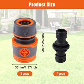 Schlauchkupplung 1/2 Zoll, 8 Stück Schlauchverbinder mit 4 Stück Kupplungs, Schlauch Kupplungs Satz, Schlauchkupplung zur Schlauchverlängerung, für Gartenschläuche Schlauchdüsen Spritzpistolen