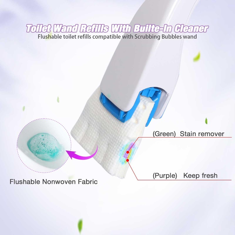 ALWZ-RDY Flushable Toilet Refills with 48ct, Fresh Flushable Toilet Brush