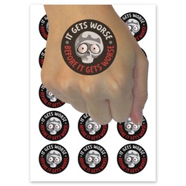 It Gets Worse Before It Gets Worse Temporary Tattoo Water Resistant Fake Body Art Set Collection - 54 1" Tattoos (1 Sheet)