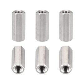 DTGN M5x20mm(D*L) - Hexagonal Separador Espaciador Tuercas - 6 Paquete - Bueno para Electrónica Máquina - Inoxidable Acero Hembra Acoplamiento Tornillos - Plateado