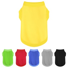 Elevate Your Dog's Fashion Quotient with Colorful and Breathable Sleeveless Cotton Shirts! Perfect Pet Apparel for Small to Medium Dogs Yellow XXS