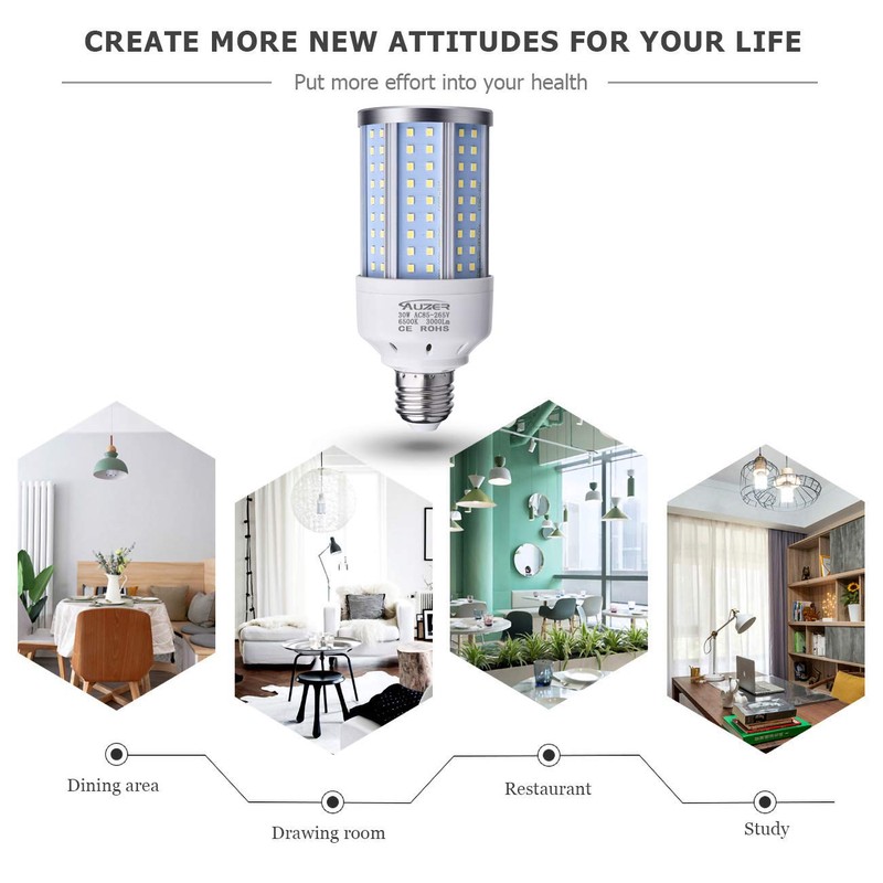 Auzer 30W (200W Equivalent), Daylight, E26 Standard Base, LED Corn