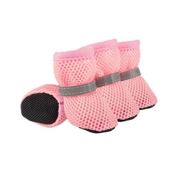 Dog Shoes Breathable Mesh Boots,Summer Breathable Dog Boots Nonslip Sole Paw Protector for Small Medium Dogs_L(Pink)
