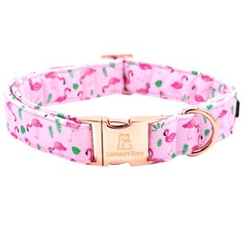 Lionheart glory Valentine's Day Collar, flamingos Print Dog Collar for X-Large Pink Dog Collars Spring Female Pet Gift Adjustable Heavy-Duty Dog Collar Holiday