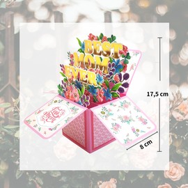 JanYoo 3D Birthday Card Pop-Up Card 3D Bouquet with Envelope, Colourful Flowers Holiday Greeting Cards Mother's Day, Greeting Cards Celebrate the Holidays for Mum Ladies
