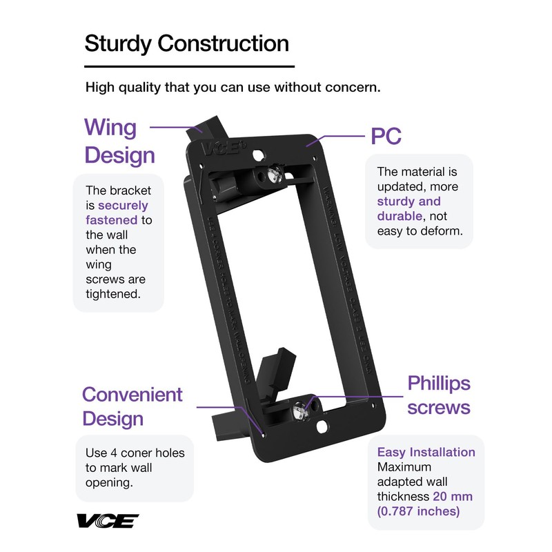 VCE Low Voltage Mounting Bracket (1 Gang, 5 Pack) for